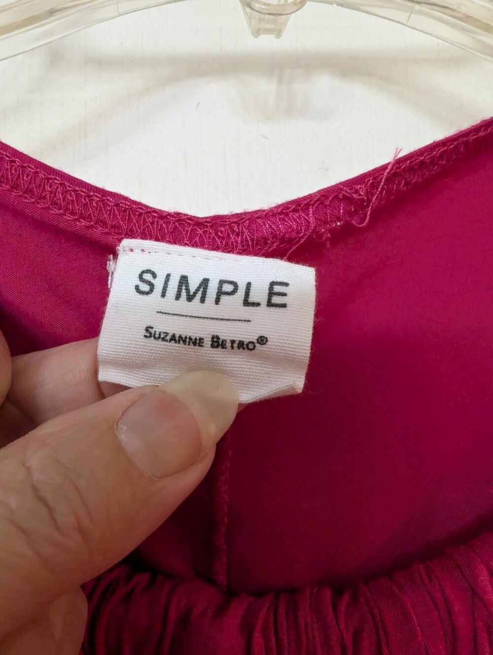 SIMPLE Suzanne Betro Magenta Tunic Top XL Sleeveless Gathered QVC Weekend - Picture 4 of 5